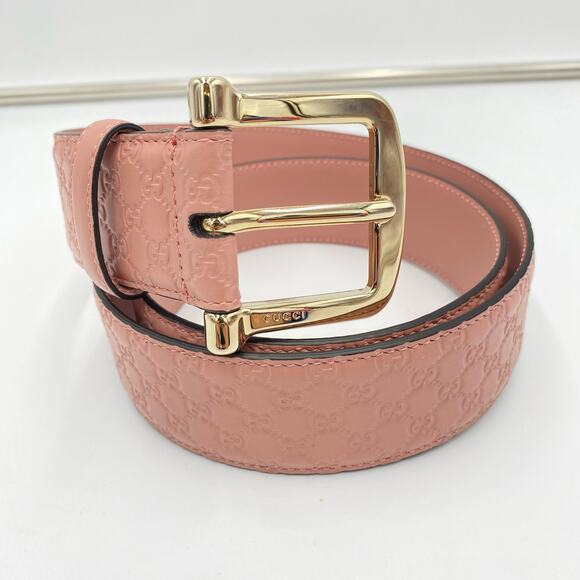 Gucci Women's Pink Leather Guccissima Allover GG Embossed Belt Size 90/36 - Picture 2 of 7